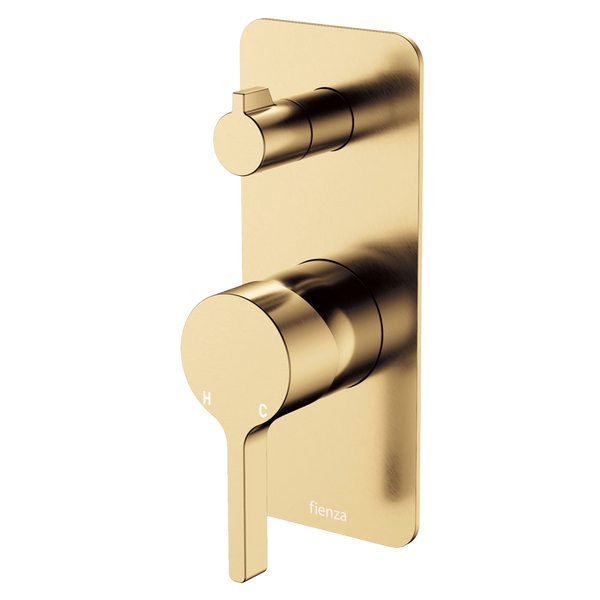 Fienza Sansa Wall Diverter Mixer Rectangular Plate Urban Brass