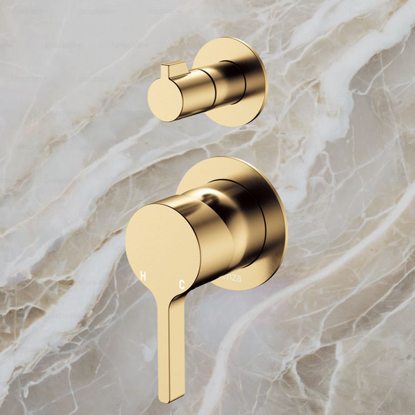 Fienza Sansa Wall Diverter Mixer Small Round Plates Urban Brass