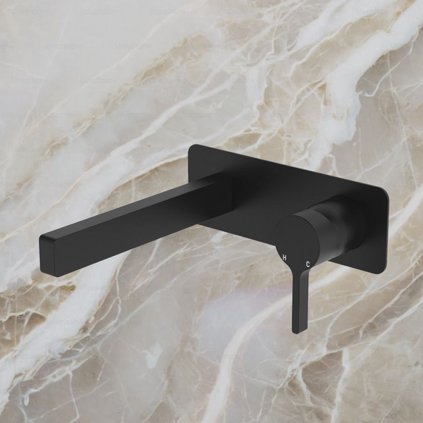 Fienza Sansa Wall Bath Mixer Set Matte Black