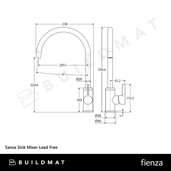 Fienza Sansa Sink Mixer Chrome Lead Free