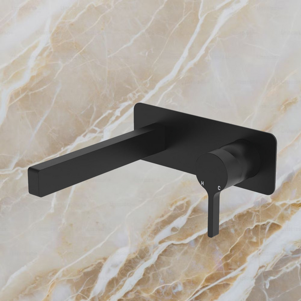 Fienza Sansa Wall Basin Mixer Set Matte Black