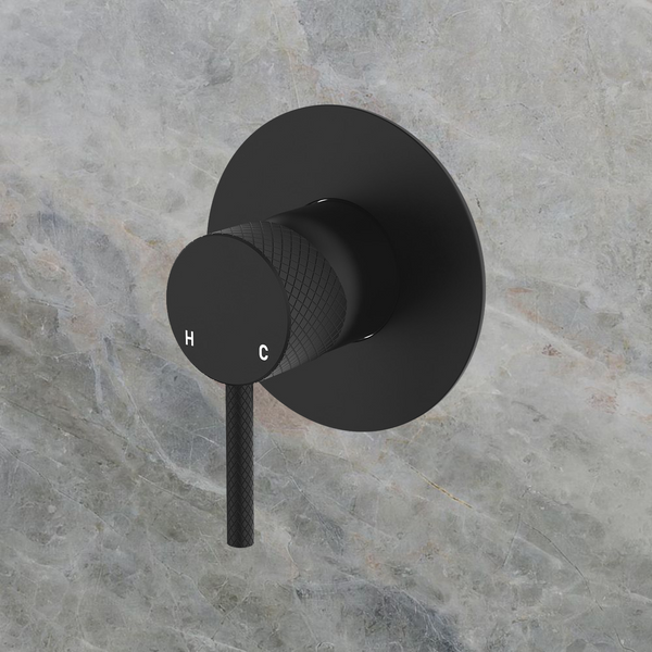Fienza Axle Wall Mixer Large Round Plate Matte Black