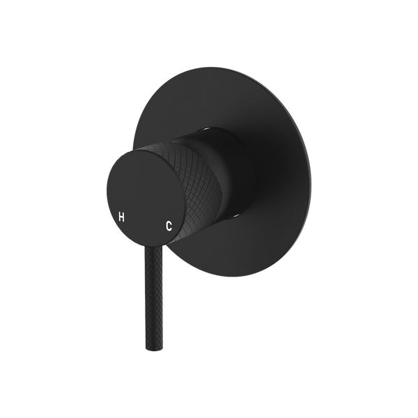 Fienza Axle Wall Mixer Large Round Plate Matte Black