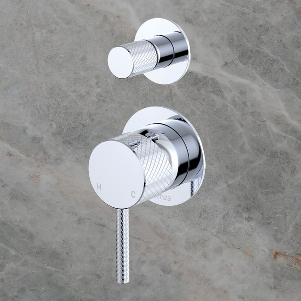 Fienza Axle Wall Diverter Mixer Small Round Plates Chrome