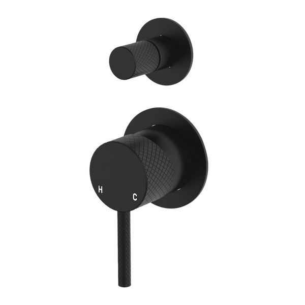 Fienza Axle Wall Diverter Mixer Small Round Plates Matte Black