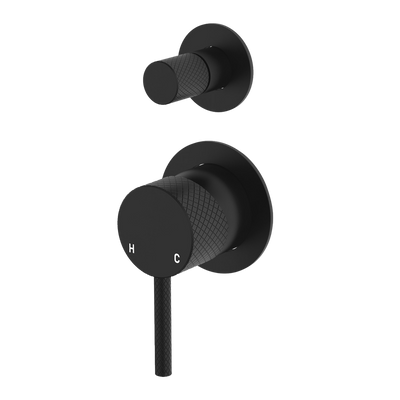 Fienza Axle Wall Diverter Mixer Small Round Plates Matte Black