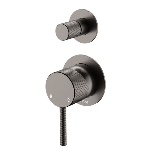 Fienza Axle Wall Diverter Mixer Small Round Plates Gun Metal