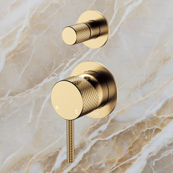 Fienza Axle Wall Diverter Mixer Small Round Plates Urban Brass