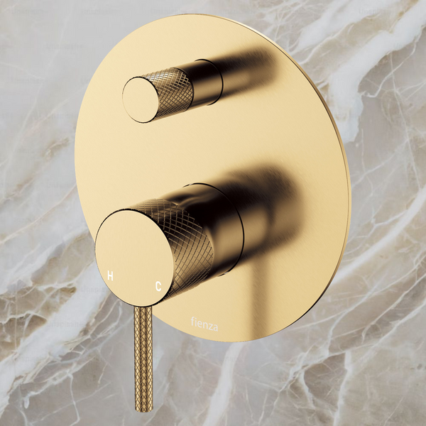 Fienza Axle Wall Diverter Mixer Large Round Plate Urban Brass