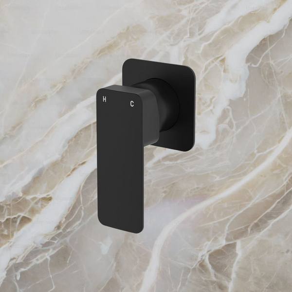 Fienza Tono Wall Mixer Square Plate Matte Black