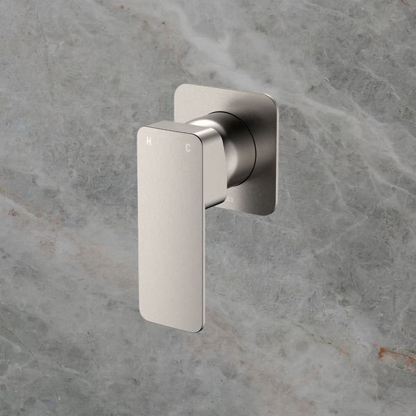 Fienza Tono Wall Mixer Square Plate Brushed Nickel