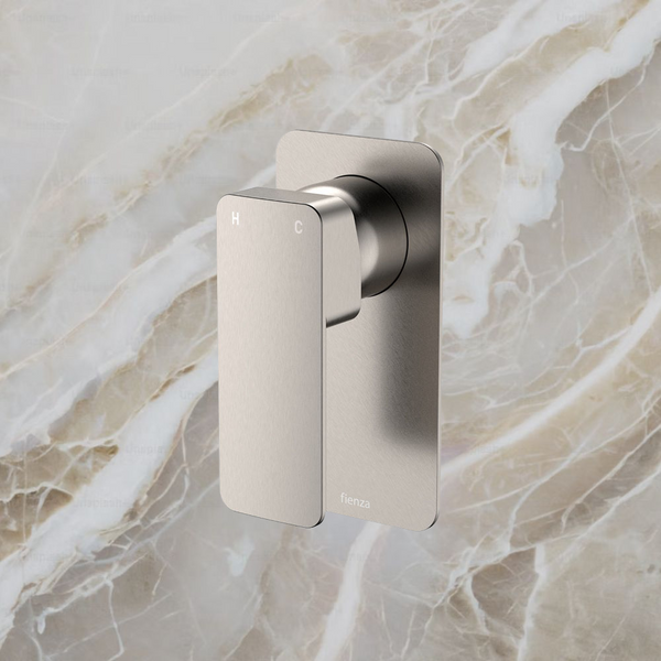 Fienza Tono Wall Mixer Rectangular Plate Brushed Nickel