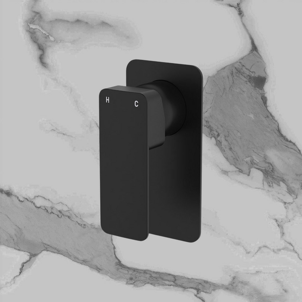 Fienza Tono Wall Mixer Rectangular Plate Matte Black