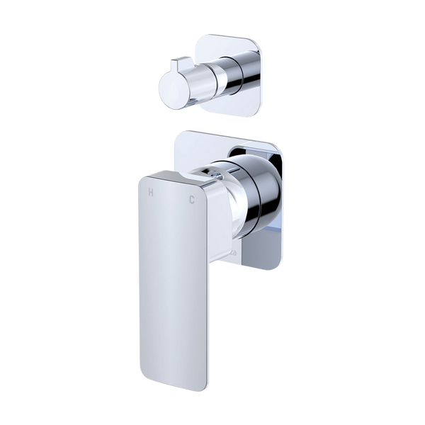 Fienza Tono Wall Diverter Mixer Square Plates Chrome