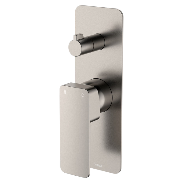 Fienza Tono Wall Diverter Mixer Rectangular Plate Brushed Nickel