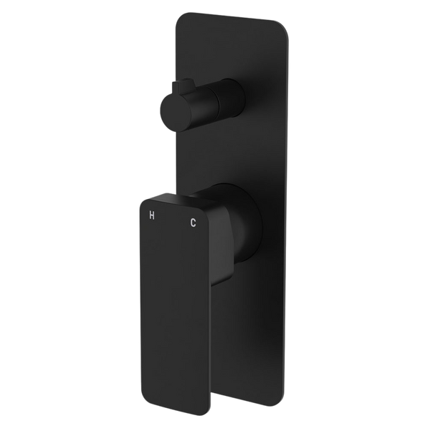 Fienza Tono Wall Diverter Mixer Rectangular Plate Matte Black