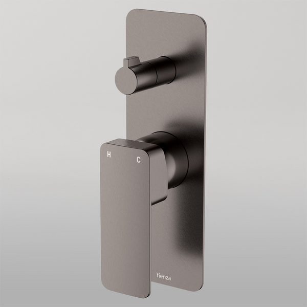 Fienza Tono Wall Diverter Mixer Rectangular Plate Gun Metal