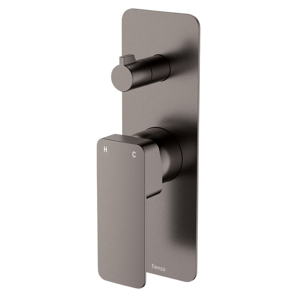 Fienza Tono Wall Diverter Mixer Rectangular Plate Gun Metal