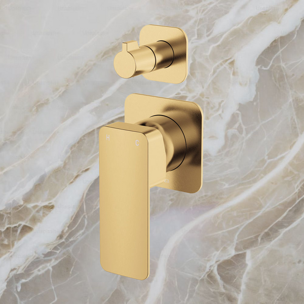 Fienza Tono Wall Diverter Mixer Square Plates Urban Brass