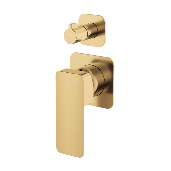 Fienza Tono Wall Diverter Mixer Square Plates Urban Brass