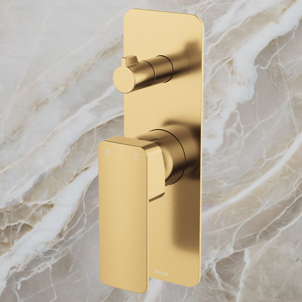 Fienza Tono Wall Diverter Mixer Rectangular Plate Urban Brass