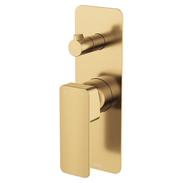 Fienza Tono Wall Diverter Mixer Rectangular Plate Urban Brass