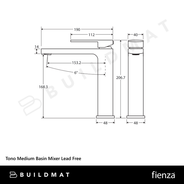 Fienza Tono Medium Basin Mixer Chrome Lead Free