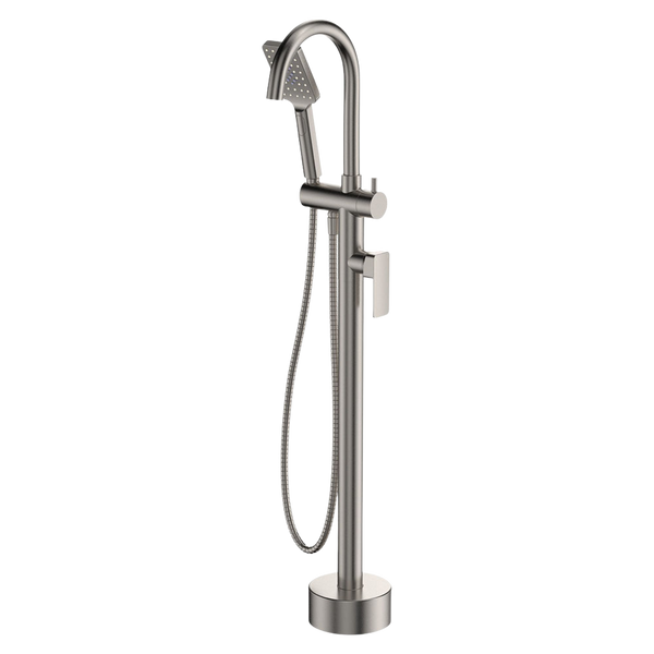 Fienza Tono Floor Mounted Bath Mixer With Hand Shower Brushed Nickel