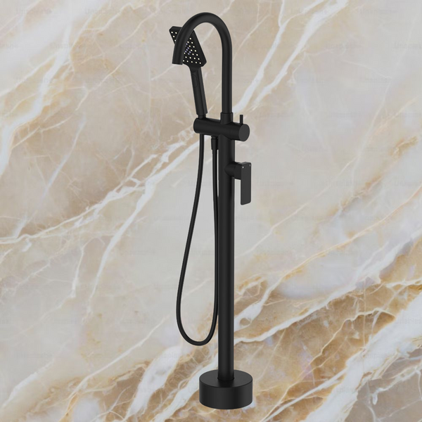 Fienza Tono Floor Mounted Bath Mixer With Hand Shower Matte Black
