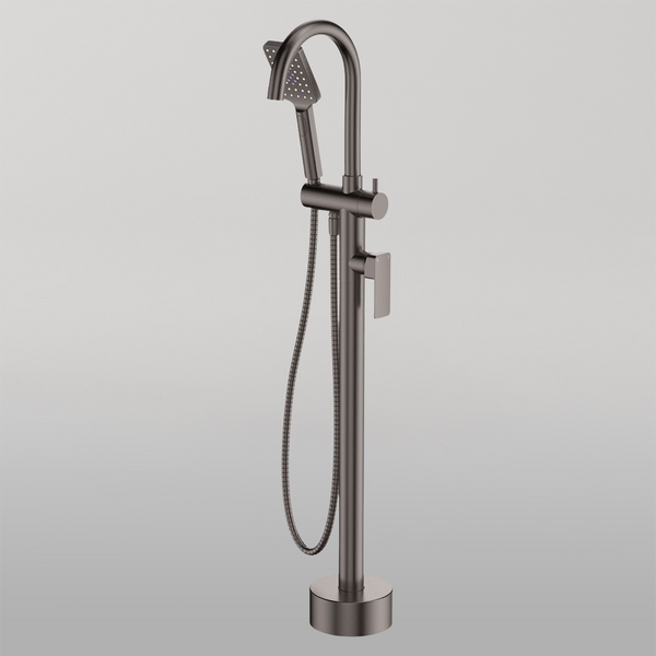 Fienza Tono Floor Mounted Bath Mixer With Hand Shower Gun Metal