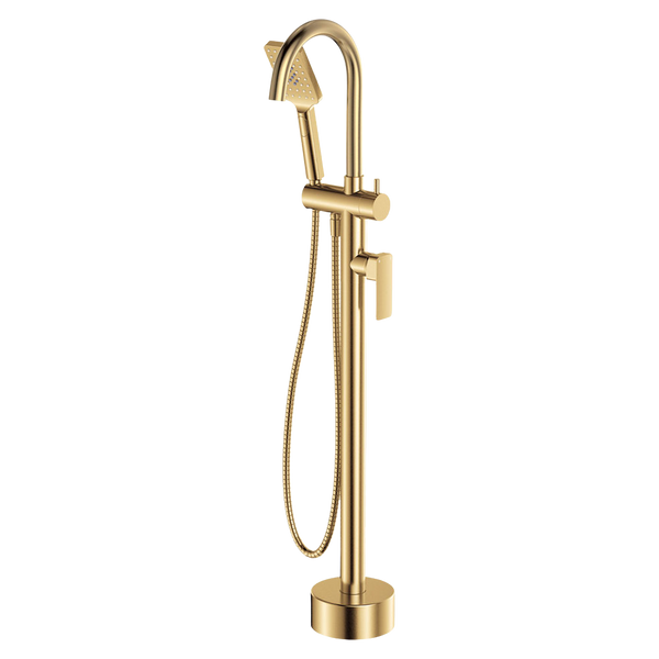 Fienza Tono Floor Mounted Bath Mixer With Hand Shower Urban Brass