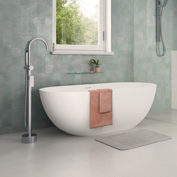 Fienza Tono Floor Mounted Bath Mixer with Hand Shower Chrome
