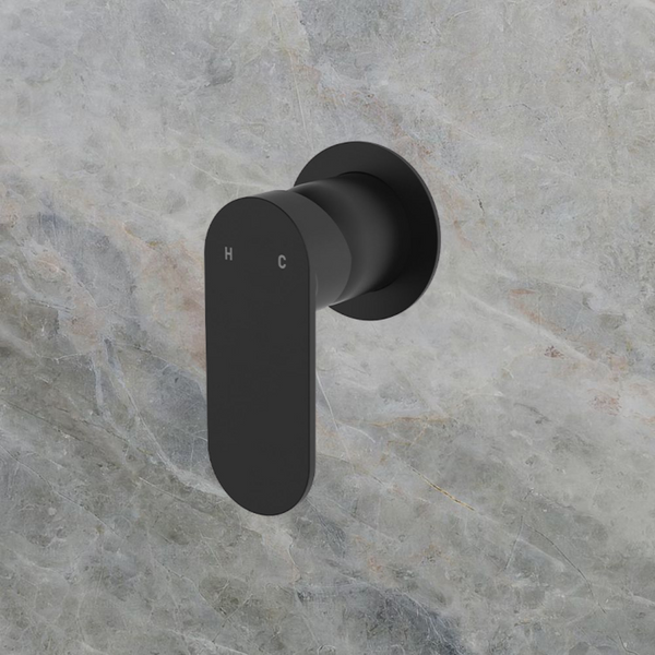 Fienza Empire Slim Wall Mixer Round Plate Matte Black Lead Free