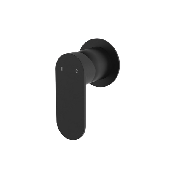 Fienza Empire Slim Wall Mixer Round Plate Matte Black Lead Free