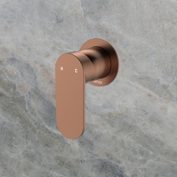 Fienza Empire Slim Wall Mixer Round Plate Brushed Copper Lead Free
