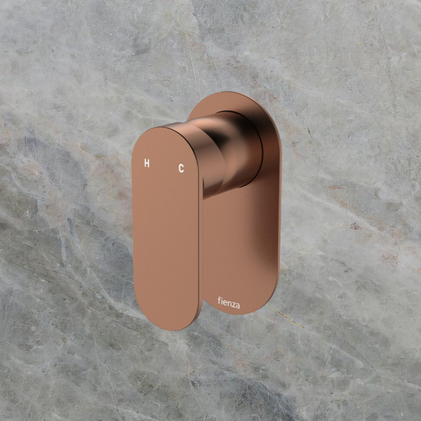 Fienza Empire Slim Wall Mixer Oval Plate Brushed Copper Lead Free