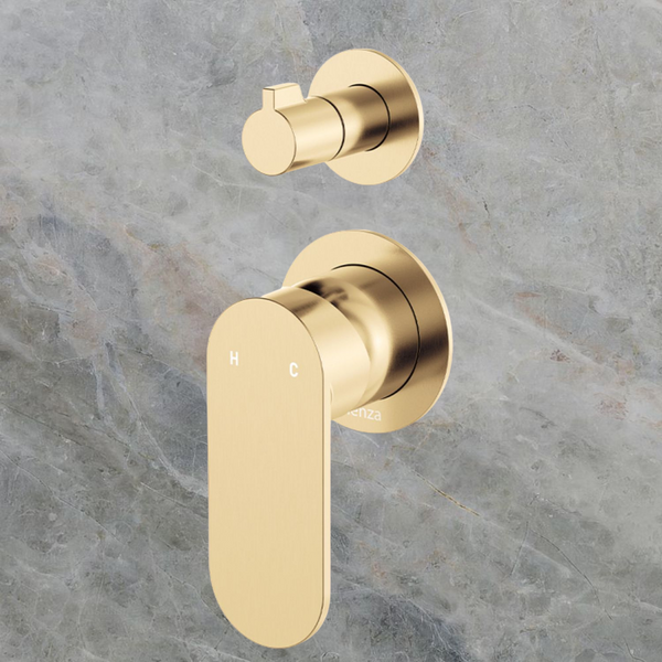 Fienza Empire Slim Wall Diverter Mixer Small Round Plates Vertical Urban Brass Lead Free
