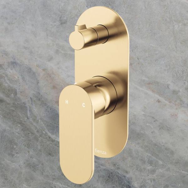Fienza Empire Slim Wall Diverter Mixer Large Oval Plate Vertical Urban Brass Lead Free