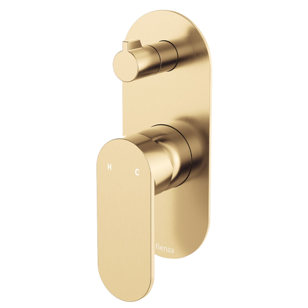 Fienza Empire Slim Wall Diverter Mixer Large Oval Plate Vertical Urban Brass Lead Free