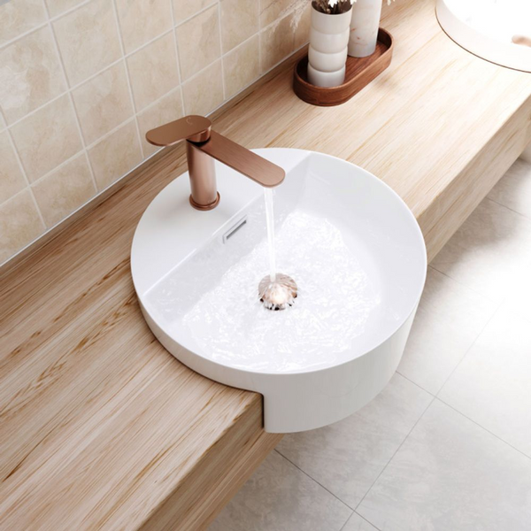 Fienza Empire Slim Basin Mixer Cold Start Brushed Copper Lead Free