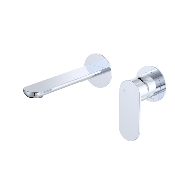 Fienza Empire Slim Basin/Bath Wall Mixer Set Round Plates 160mm Chrome Lead Free