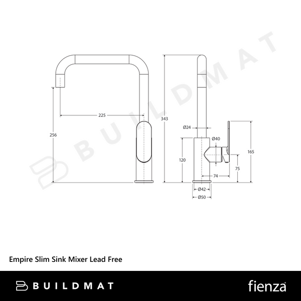 Fienza Empire Slim Sink Mixer Chrome Lead Free