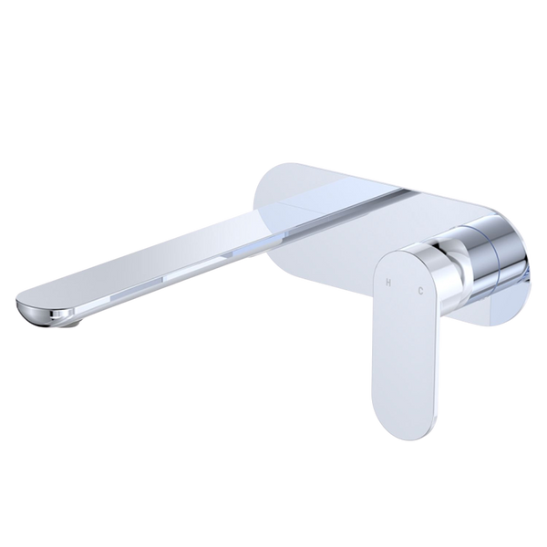 Fienza Empire Slim Basin/Bath Wall Mixer Set Oval Plate 200mm Chrome Lead Free