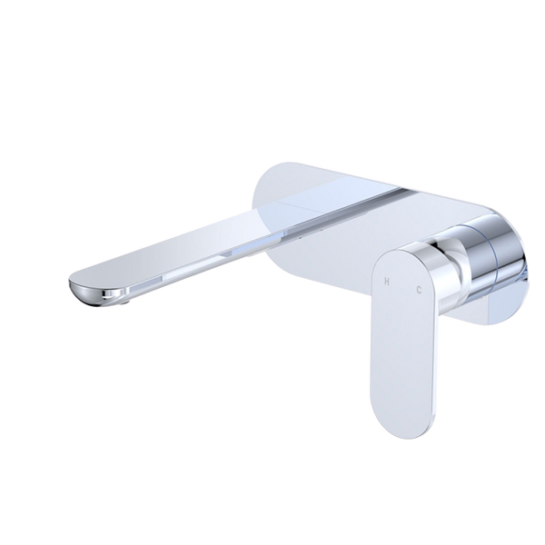 Fienza Empire Slim Basin/Bath Wall Mixer Set Oval Plate 160mm Chrome Lead Free