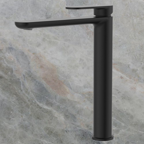 Fienza Empire Slim Tall Basin Mixer Cold Start Matte Black Lead Free