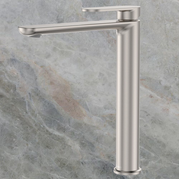 Fienza Empire Slim Tall Basin Mixer Cold Start Brushed Nickel Lead Free