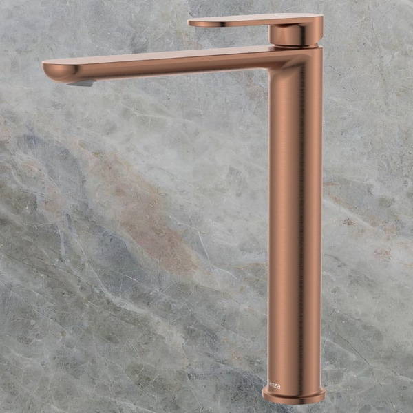 Fienza Empire Slim Tall Basin Mixer Cold Start Brushed Copper Lead Free