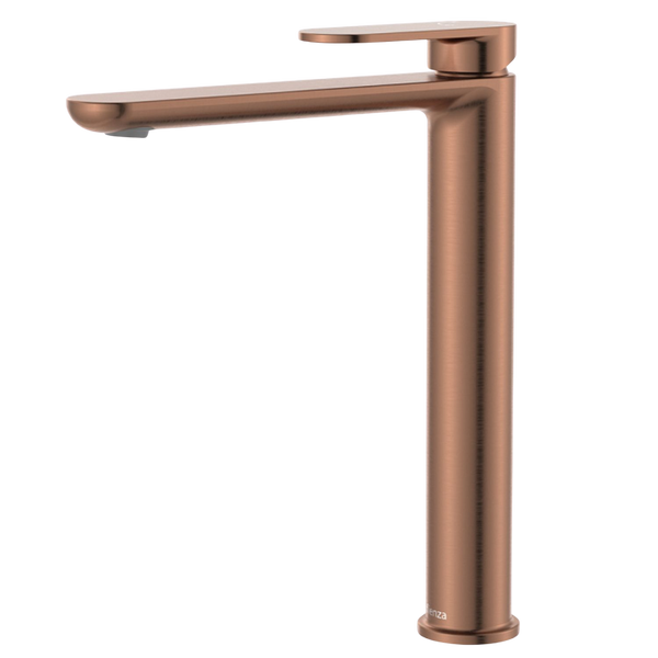 Fienza Empire Slim Tall Basin Mixer Cold Start Brushed Copper Lead Free