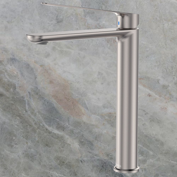 Fienza Empire Care Tall Basin Mixer Cold Start Brushed Nickel Lead Free