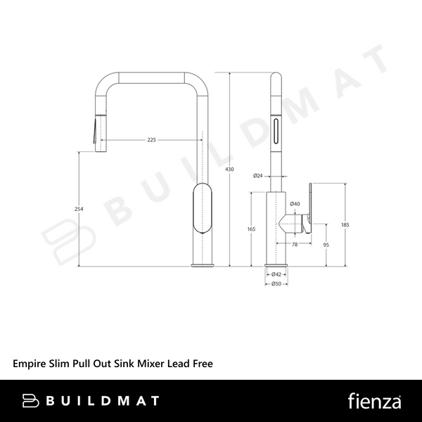 Fienza Empire Slim Pull Out Sink Mixer Chrome Lead Free